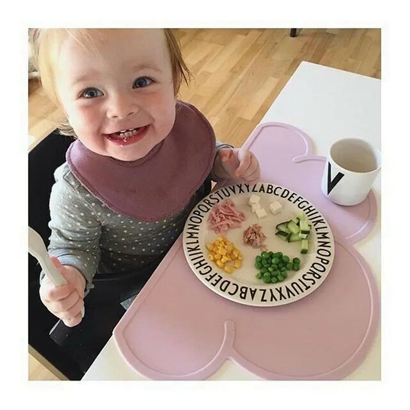 Eco-friendly Silicone Non Slip Placemat for Kids Baby Toddlers BPA Free Placemats Set