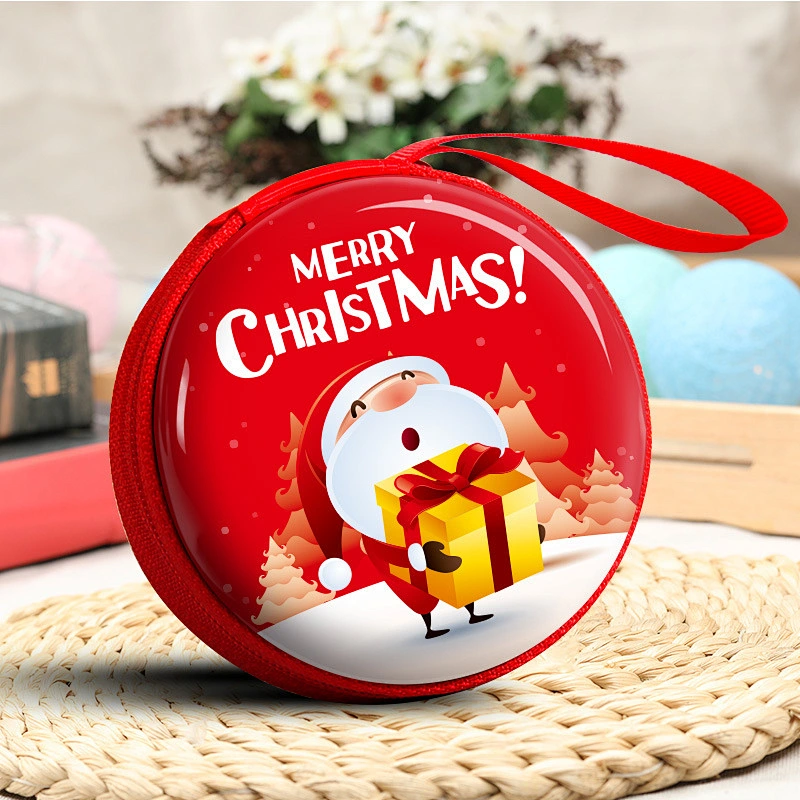 Hot Selling Christmas Round Zipper Coin Purse for Kids