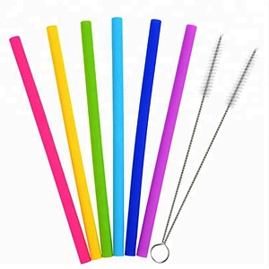 Eco Friendly Better Life Reusable Silicone Drinking Straws Extra Long Flexible Straws With Cleaning Brushes