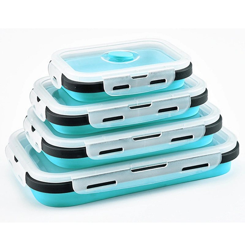 4Pcs set Food grade Silicone Food Storage Container Lunch Box