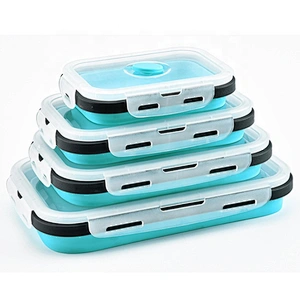 Silicon Lunch Box Collapsible Storage with Food Grade Silicon Snap Click Closure