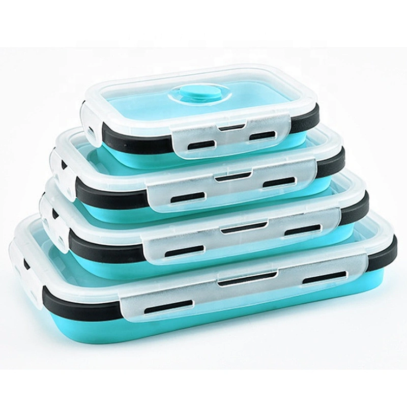 Silicon Lunch Box Collapsible Storage with Food Grade Silicon Snap Click Closure
