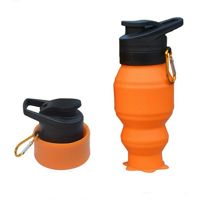 530ML Portable Folding Food Grade Silicone Water Bottle Non- Toxic