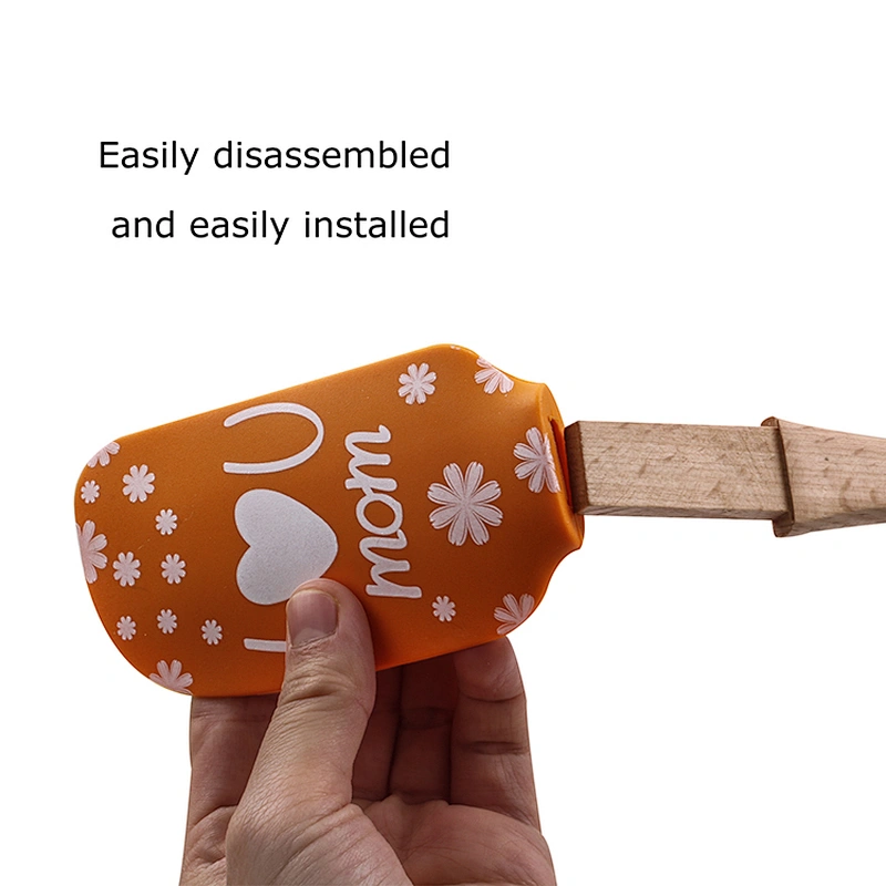 Ecofriendly Kitchen Baking Products DIY Funny Cake Scraper with Solid Wooden Kitchen Utensils