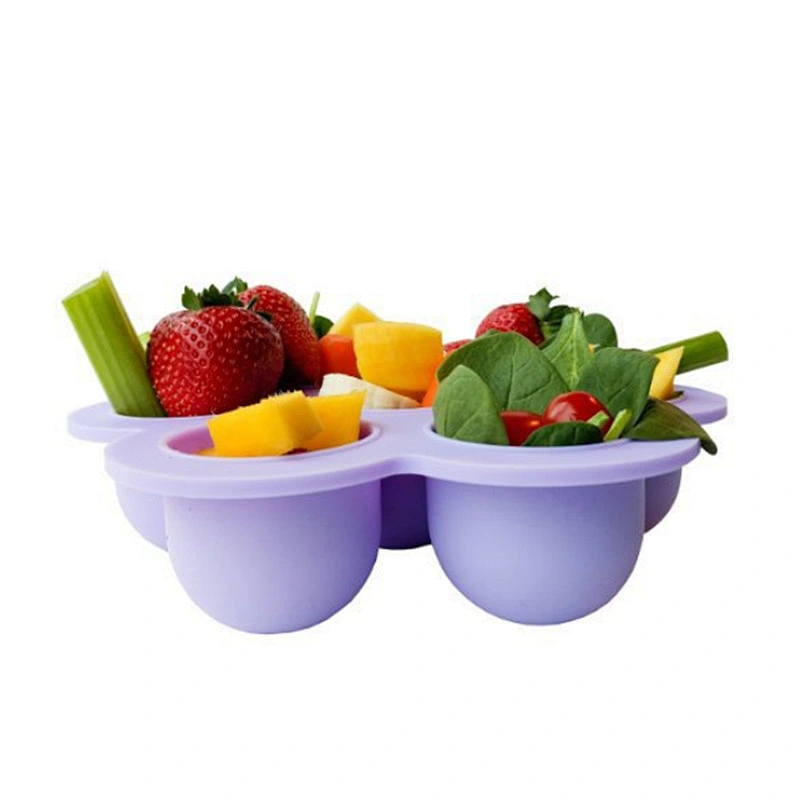 Fancy Silicone 7 Holes Ice Cube Molds & Trays Custom Logo Printing Heat Resistant FDA Silicone Baby Eating Box