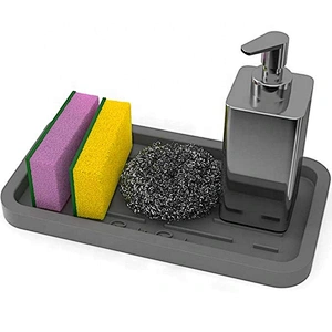 Sponge Holder Tray For Sponges Soap Dispenser Dishwashing Brush Holder