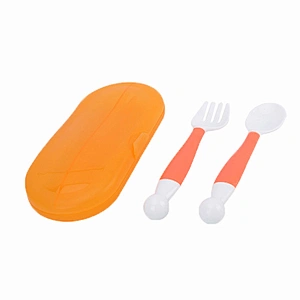 Factory sell 100% food grade silicone fork and spoon baby feeding tools set