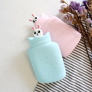 Silicone  cute reusable cartoon plush water hot water bag