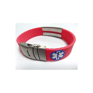 Free Engraving Black Stainless Steel Silicone Belt Buckle Adjustable Medical Alert Band ID Bracelets