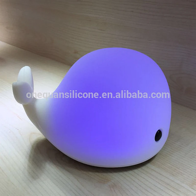 Factory LED Colorful Silicone Little whale Night Light for Children Kids Baby Bedside Lamp