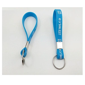 debossed logo Custom rubber keychain/silicone keychain/silicone bracelet key ring
