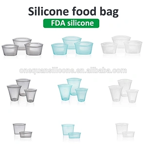 Custom logo FDA Freezer food grade sealable reusable fresh silicone food storage bag