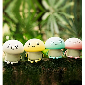 Novelty Silicon Emoji Mushroom Led Touch Nightlight Battery Sensitive Cute Desk Room Lamp for Baby