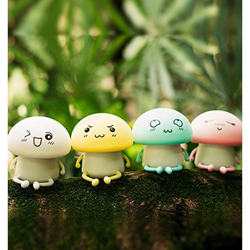 Novelty Silicon Emoji Mushroom Led Touch Nightlight Battery Sensitive Cute Desk Room Lamp for Baby