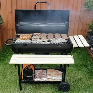 Heavy Duty Large Charcoal Barrel BBQ Grill With Wheels