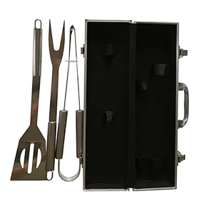 3 Piece BBQ Tools Set with Aluminum Case