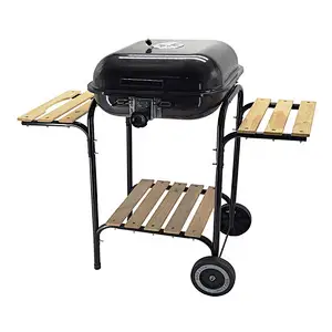 Trolley Hamburger Charcoal BBQ Grill with Two side Tables