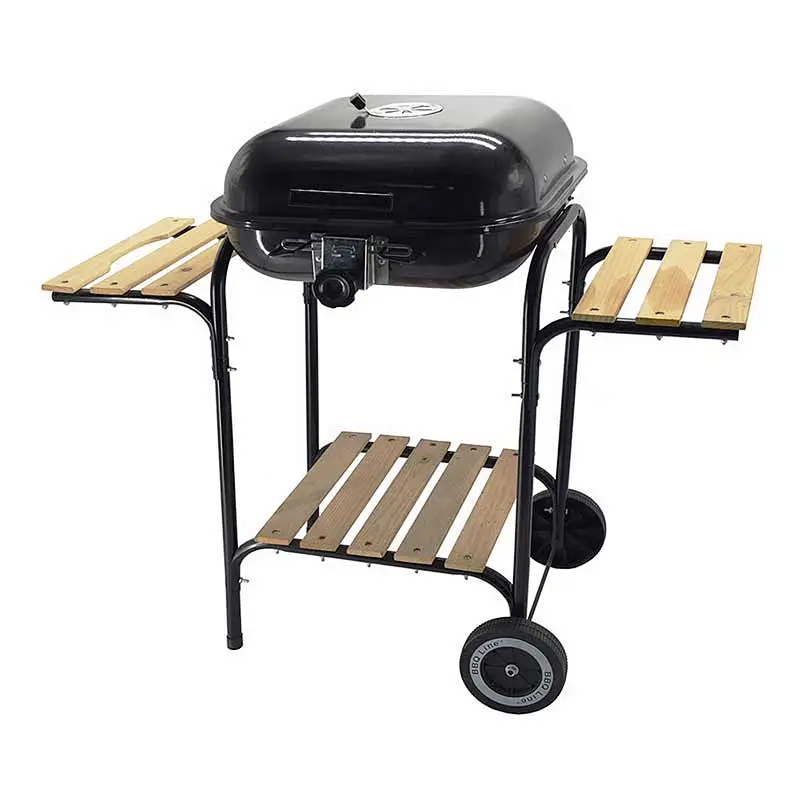 Trolley Hamburger Charcoal BBQ Grill with Two side Tables