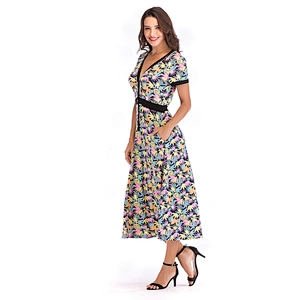China vestidos casuales women rayon dress manufacturer made floral print midi dress
