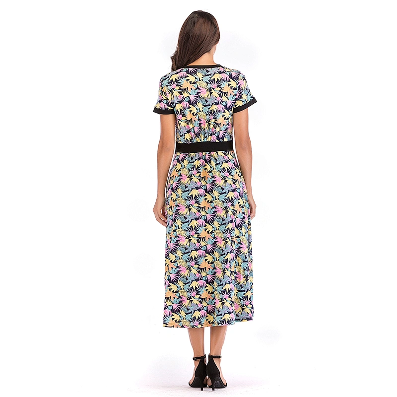 China vestidos casuales women rayon dress manufacturer made floral print midi dress