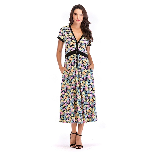 China vestidos casuales women rayon dress manufacturer made floral print midi dress