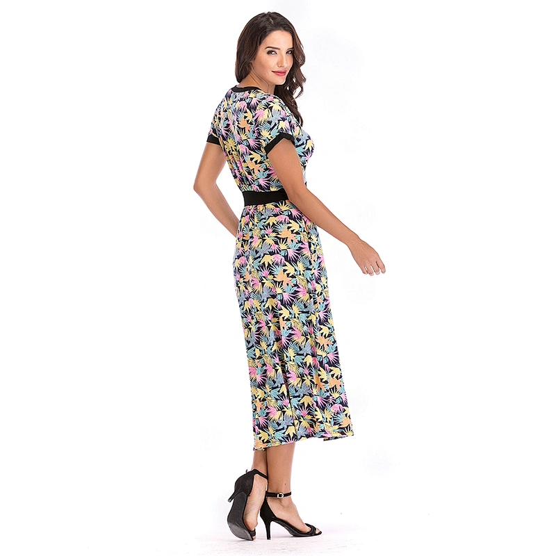 China vestidos casuales women rayon dress manufacturer made floral print midi dress