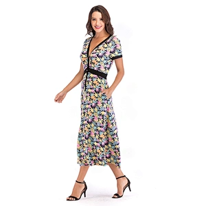 China vestidos casuales women rayon dress manufacturer made floral print midi dress