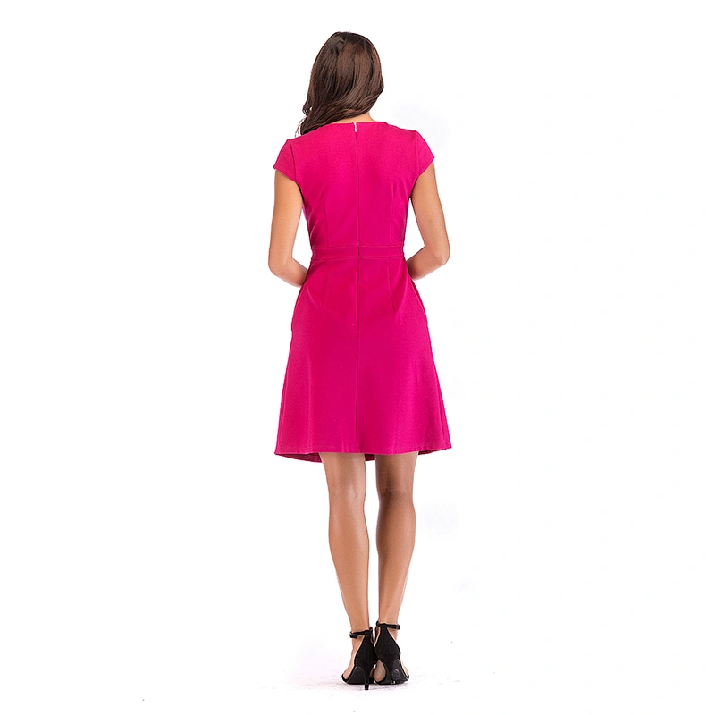 2018 Summer Fashion Short Sleeve Pink Casual Women Dresses