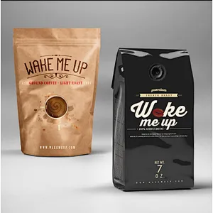 Factory direct price aluminum foil customized logo printing stand up brown craft paper bags for coffee