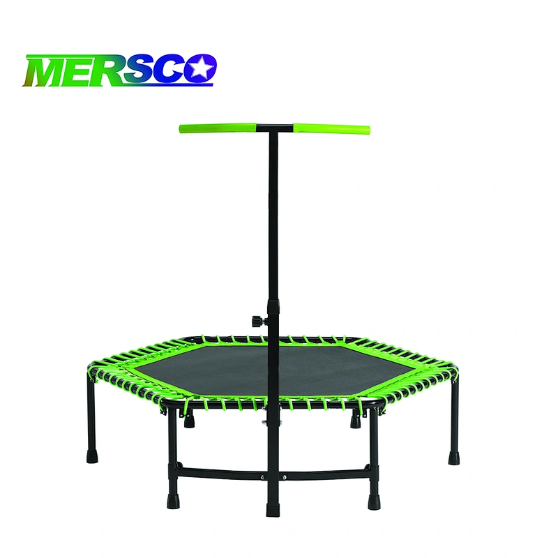 Trampolín hexagonal de fitness de calidad más bajo en interiores con asa