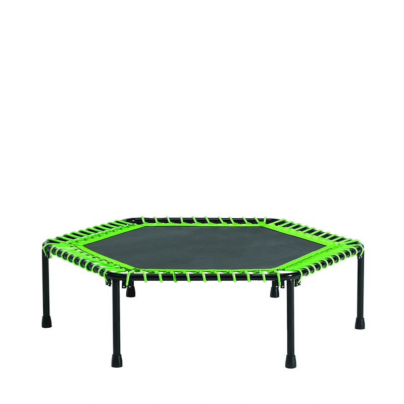 Trampolín hexagonal de fitness de calidad más bajo en interiores con asa