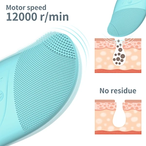 New design silicone facial cleansing brush with heating and negative-ion import function