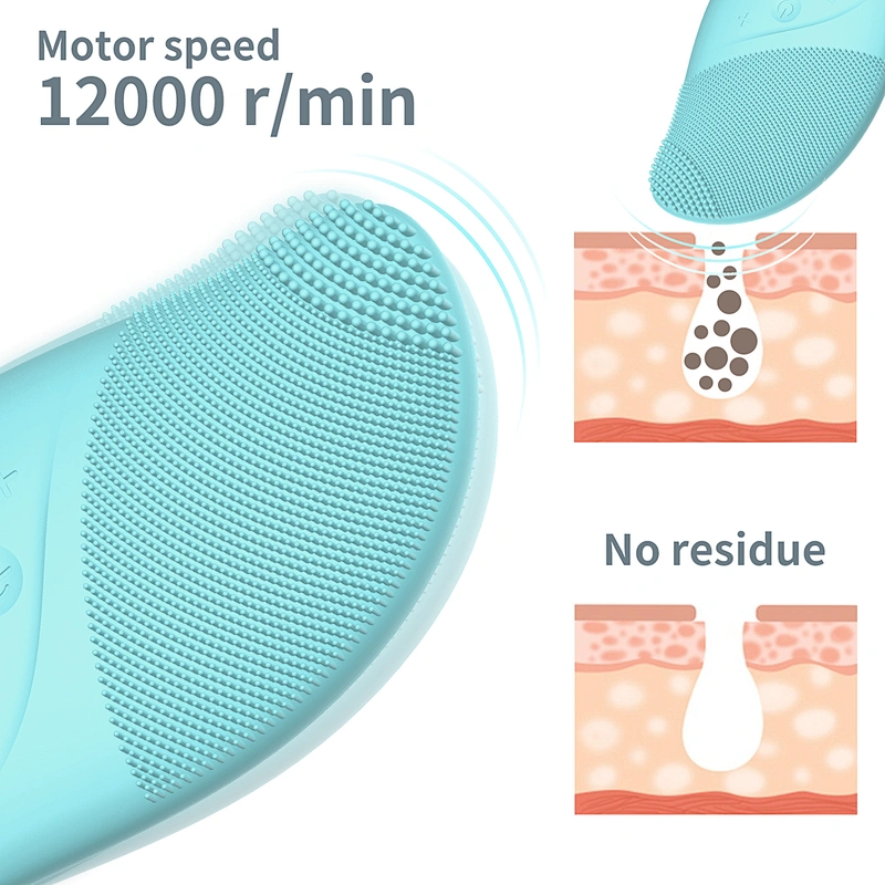 New design silicone facial cleansing brush with heating and negative-ion import function