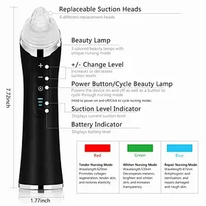 3 color LED lights blackhead remover vacuum Face Pore Cleaner