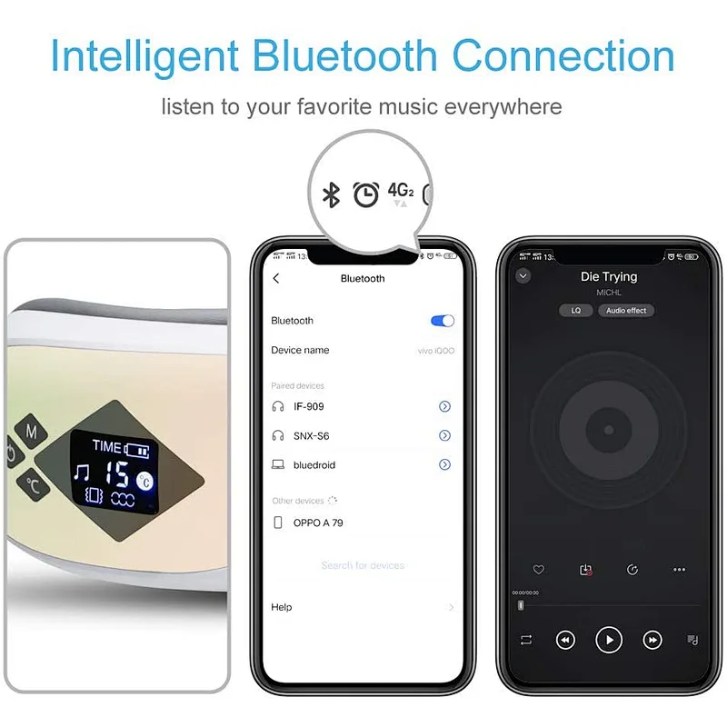 Wireless  Air Pressure Vibration Massage Digital  Eye Massager for Eye Relief Heat Compress eye mask with bluetooth music