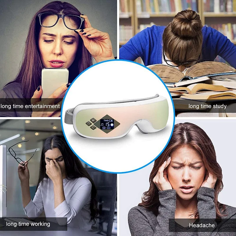 Wireless  Air Pressure Vibration Massage Digital  Eye Massager for Eye Relief Heat Compress eye mask with bluetooth music