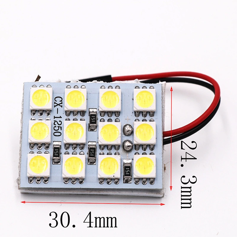 CENREE 10PCS 15 LED Panel White Car 5050 Smd Auto Dome Interior Bulb Headlight with T10 Adapter Festoon Base