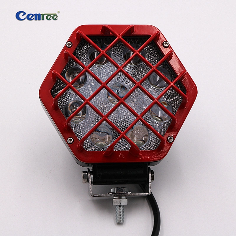 CENREE 1PCS 9-30V 27W Black/Red IP67 LED Beams 6000K Diamond Spot Light for Tractor Boat OffRoad 4WD 4x4LED Light Bar