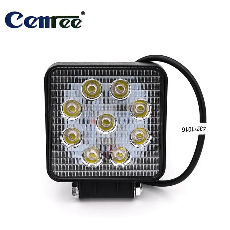 CENREE 1Pcs 27W 1000LM 9-30V IP67 6000K Square Auto Lamp LED Bar Fog Light Work Light Bar Off Road ATV Tractor Train