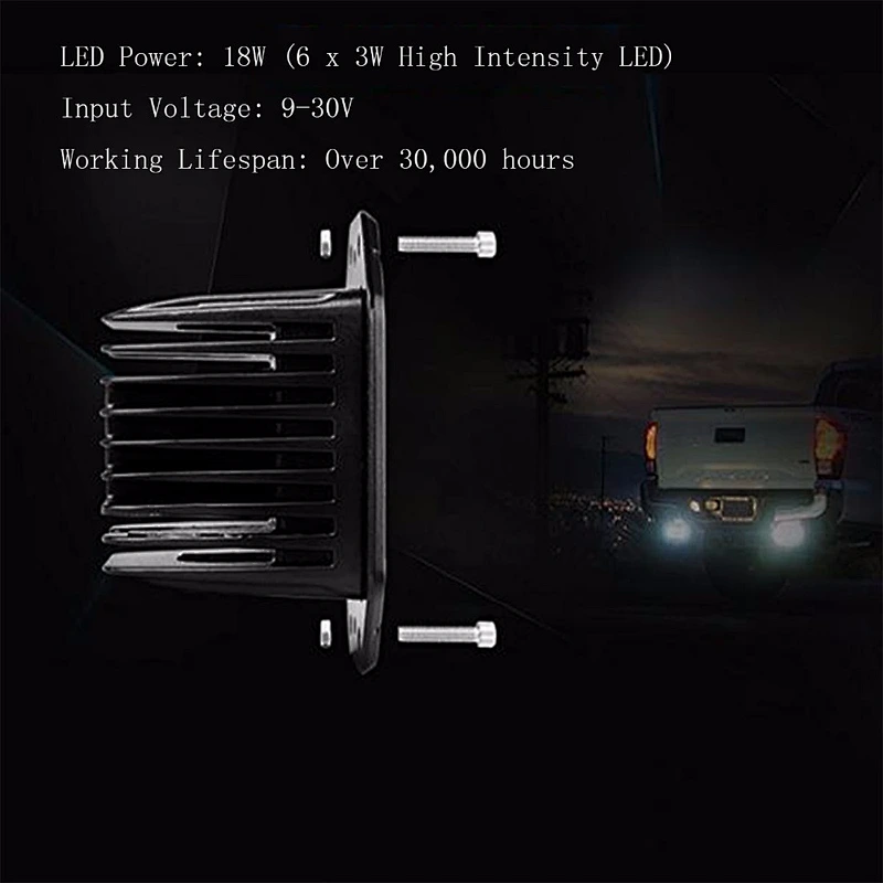 CENREE 18w Flush Mount Led Car Work Light Fog Lamp Headlamps for Jeep Truck Tacoma Bumper