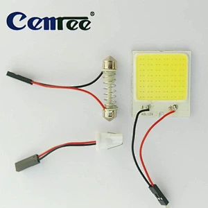 CENREE 10PCS COB 48 LED Panel White Car Auto Dome Interior Roof Light with T10 Adapter Festoon Base Headlight