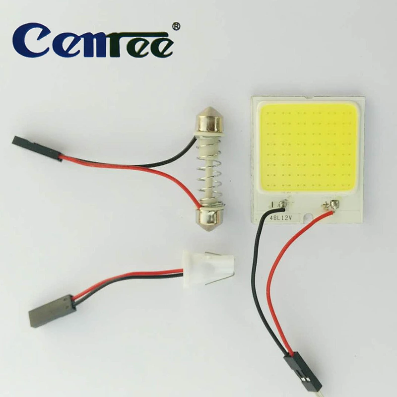 CENREE 10PCS COB 48 LED Panel White Car Auto Dome Interior Roof Light with T10 Adapter Festoon Base Headlight