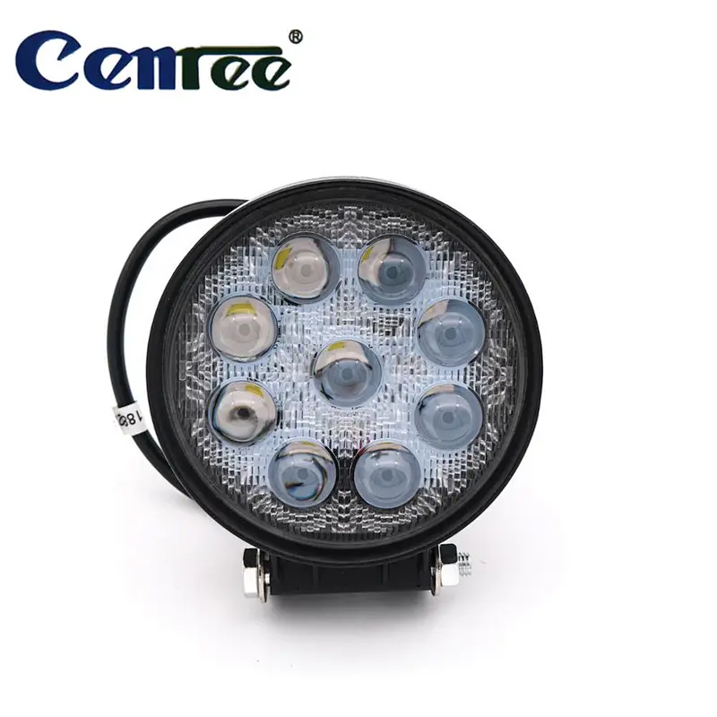 CENREE 1pcs 27W 1080LM IP67 6000K Round Motorcycle Lamps Spot LED Work Light Bar LED Car Foglight for Off Road ATV LED light