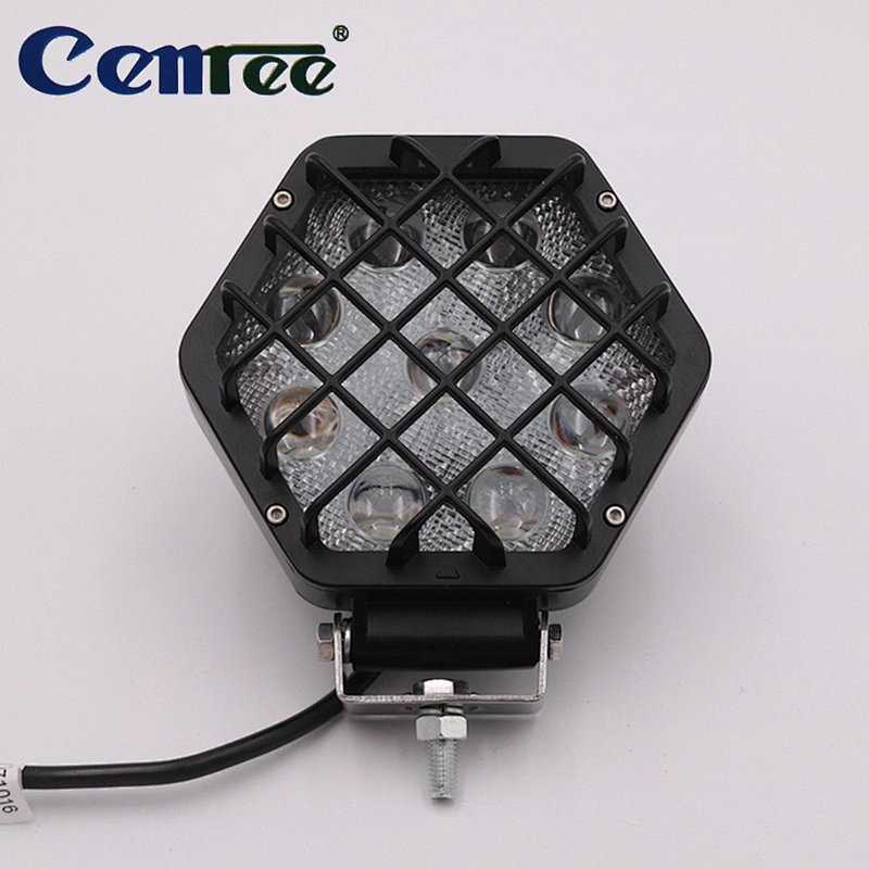 CENREE 1PCS 9-30V 27W Black/Red IP67 LED Beams 6000K Diamond Spot Light for Tractor Boat OffRoad 4WD 4x4LED Light Bar