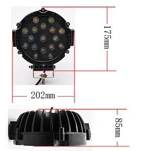 CENREE 1Pcs 51W 3660LM 9-30V IP67 6000K Black/Red Spot LED Work light for Off Road ATV Motorcycle Car Truck