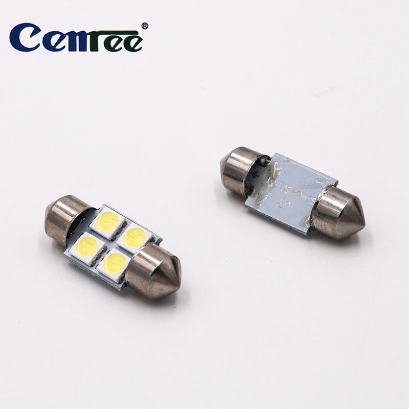 CENREE 10pcs 31mm 5050 SMD 4 LED Car Map Roof Reading Bulb White Headlight Auto Courtesy Lamp