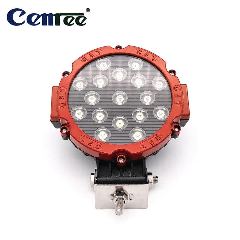 CENREE 1Pcs 51W 3660LM 9-30V IP67 6000K Black/Red Spot LED Work light for Off Road ATV Motorcycle Car Truck