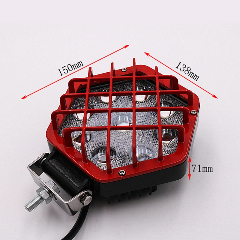CENREE 1PCS 9-30V 27W Black/Red IP67 LED Beams 6000K Diamond Spot Light for Tractor Boat OffRoad 4WD 4x4LED Light Bar
