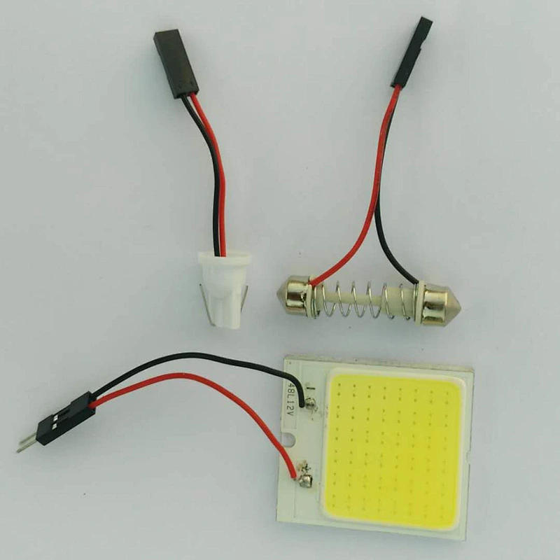 CENREE 10PCS COB 48 LED Panel White Car Auto Dome Interior Roof Light with T10 Adapter Festoon Base Headlight