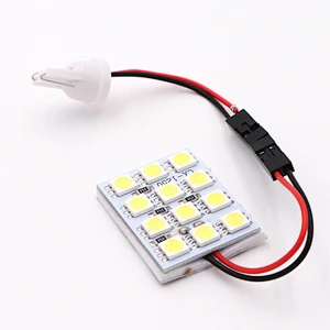CENREE 10PCS 15 LED Panel White Car 5050 Smd Auto Dome Interior Bulb Headlight with T10 Adapter Festoon Base